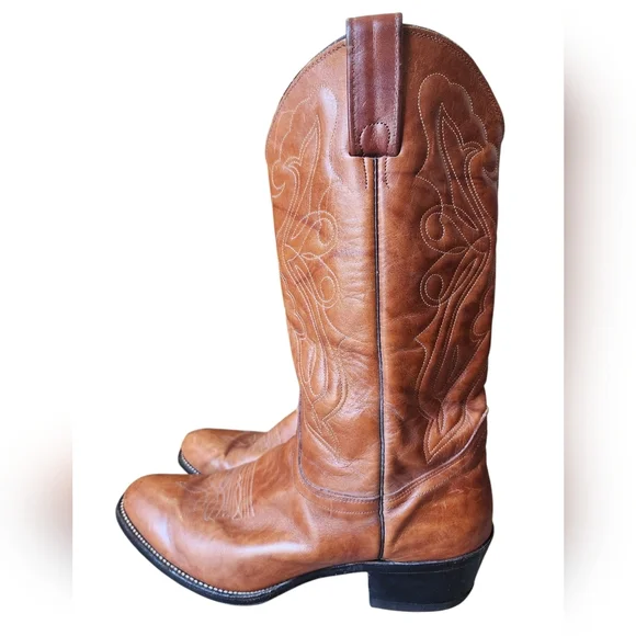 Men's ABILENE brown leather cowboy boots, size 10.5 D - Picture 2 of 6